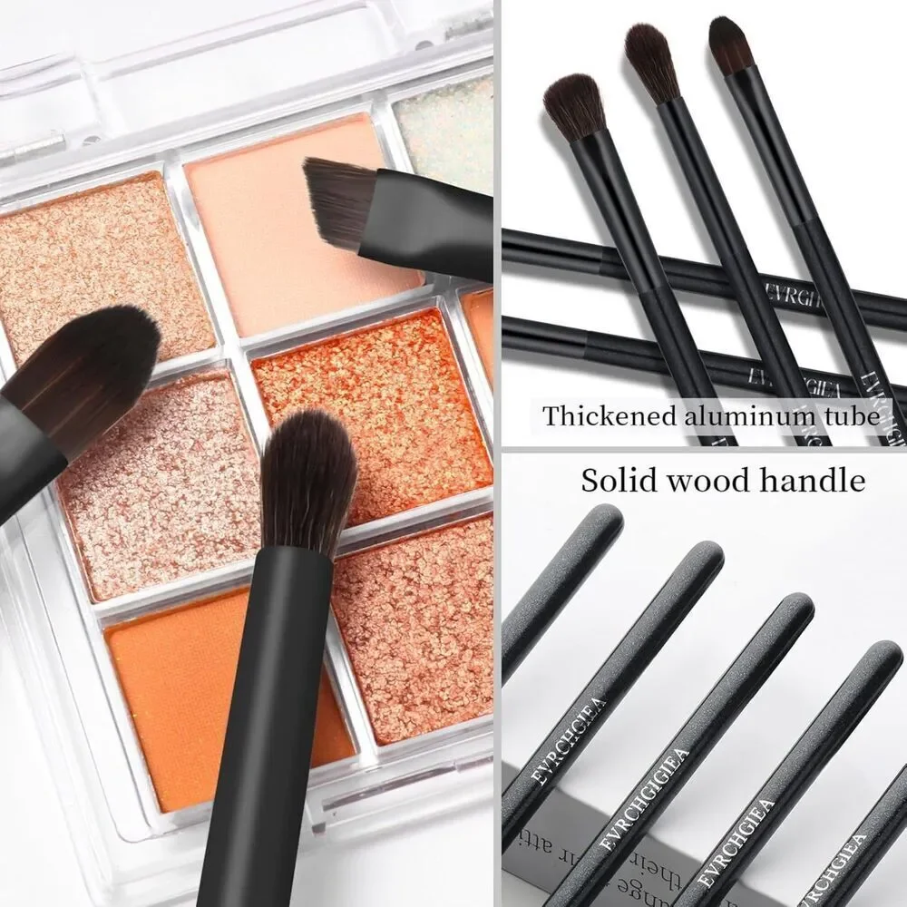 6 Pcs Black Professional Blending Soft Hairs Eye Makeup Brush Set & Wood Handle